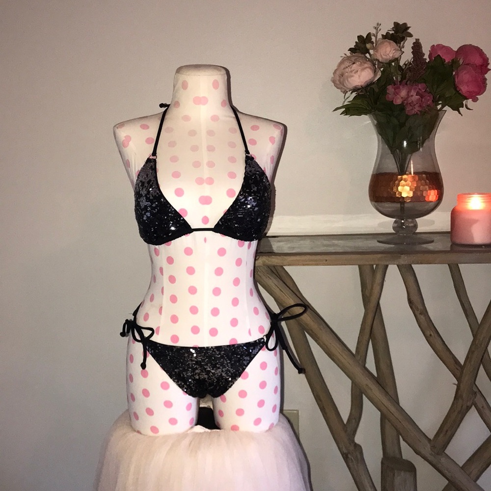 VS black and silver sequined bikini